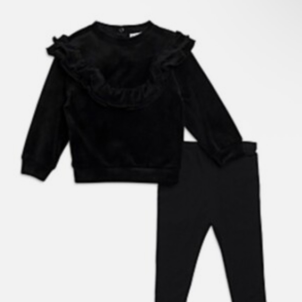 Splendid Velour Ruffle Sweatsuit 2-Piece Set